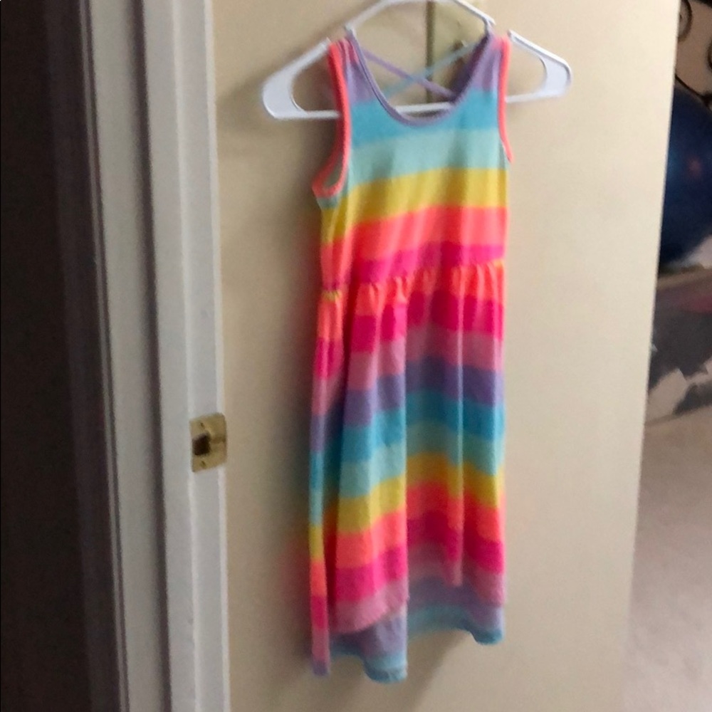 Soft cotton knit high low cross back dress